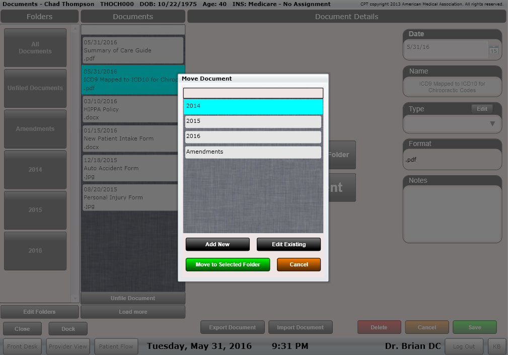 ChiroSpring Organize Your Documents
