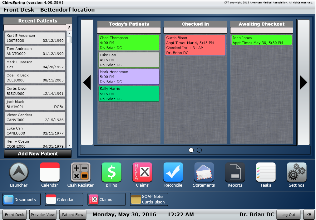 ChiroSpring Front Desk Multitasking with App Docking