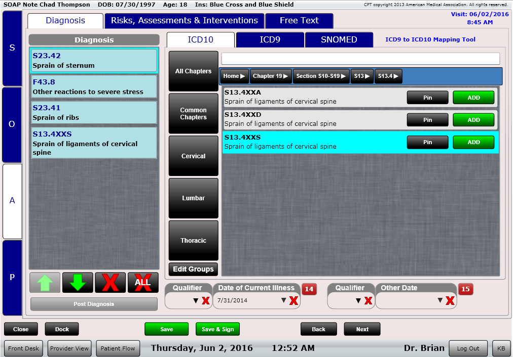 ChiroSpring ICD-10 Tree-Structure Breakdown
