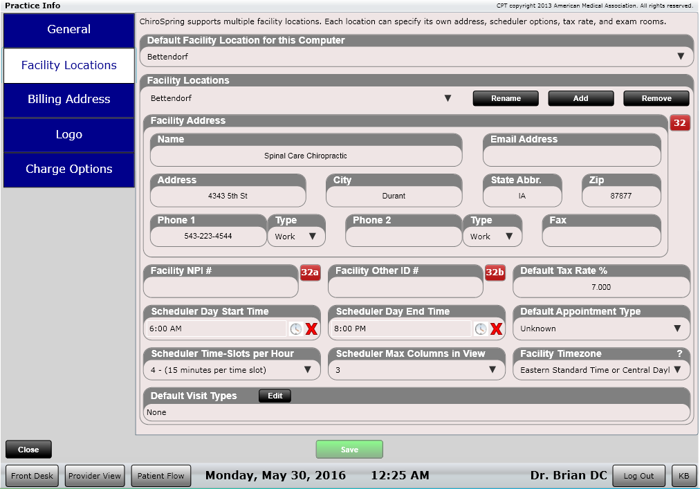 ChiroSpring Multi-Location Supported