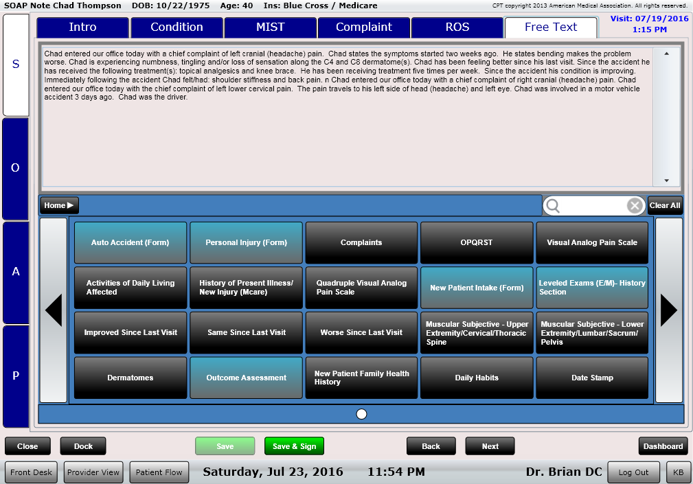 ChiroSpring SOAP Note Macros