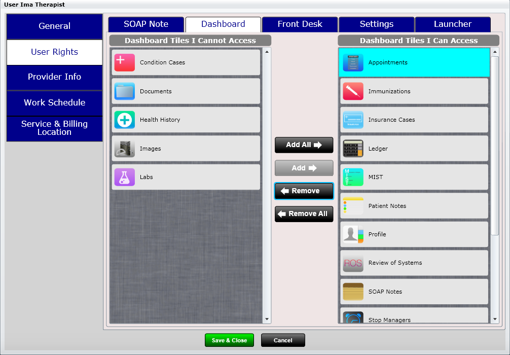 ChiroSpring User Options