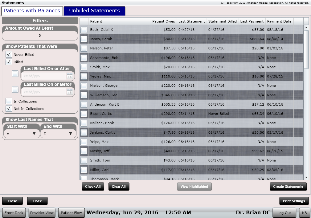ChiroSpring Generate Patient Statements With a Single Click