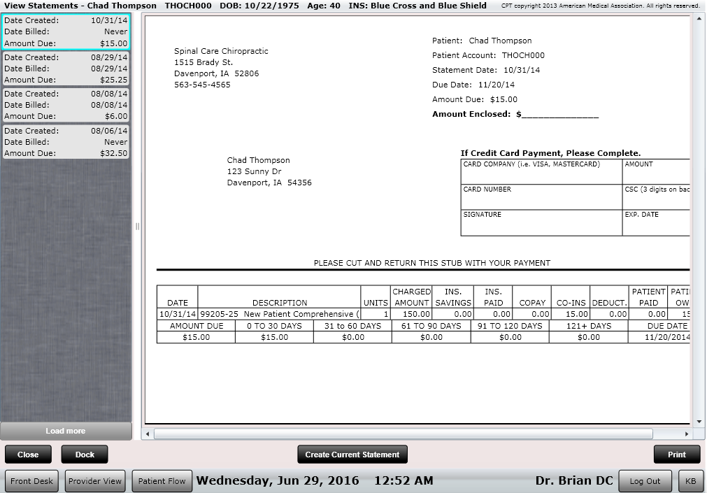 ChiroSpring Keep a Digital Copy of the Statement in the Patient Dashboard